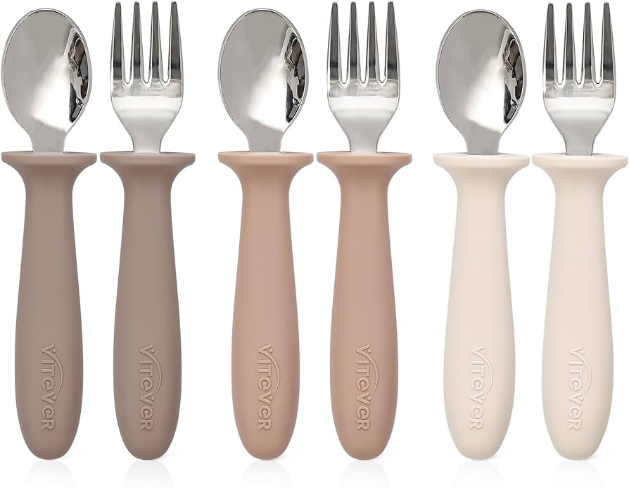 6 Pieces Toddler Utensils, Children Silverware Set with Silicone Handle, Kids Safe Spoons and For... | Amazon (US)