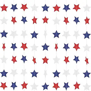 Patriotic Star Garland Red White and Blue Banner Streamers - 59 FT 6 Strands - Patriotic Decorati... | Amazon (US)