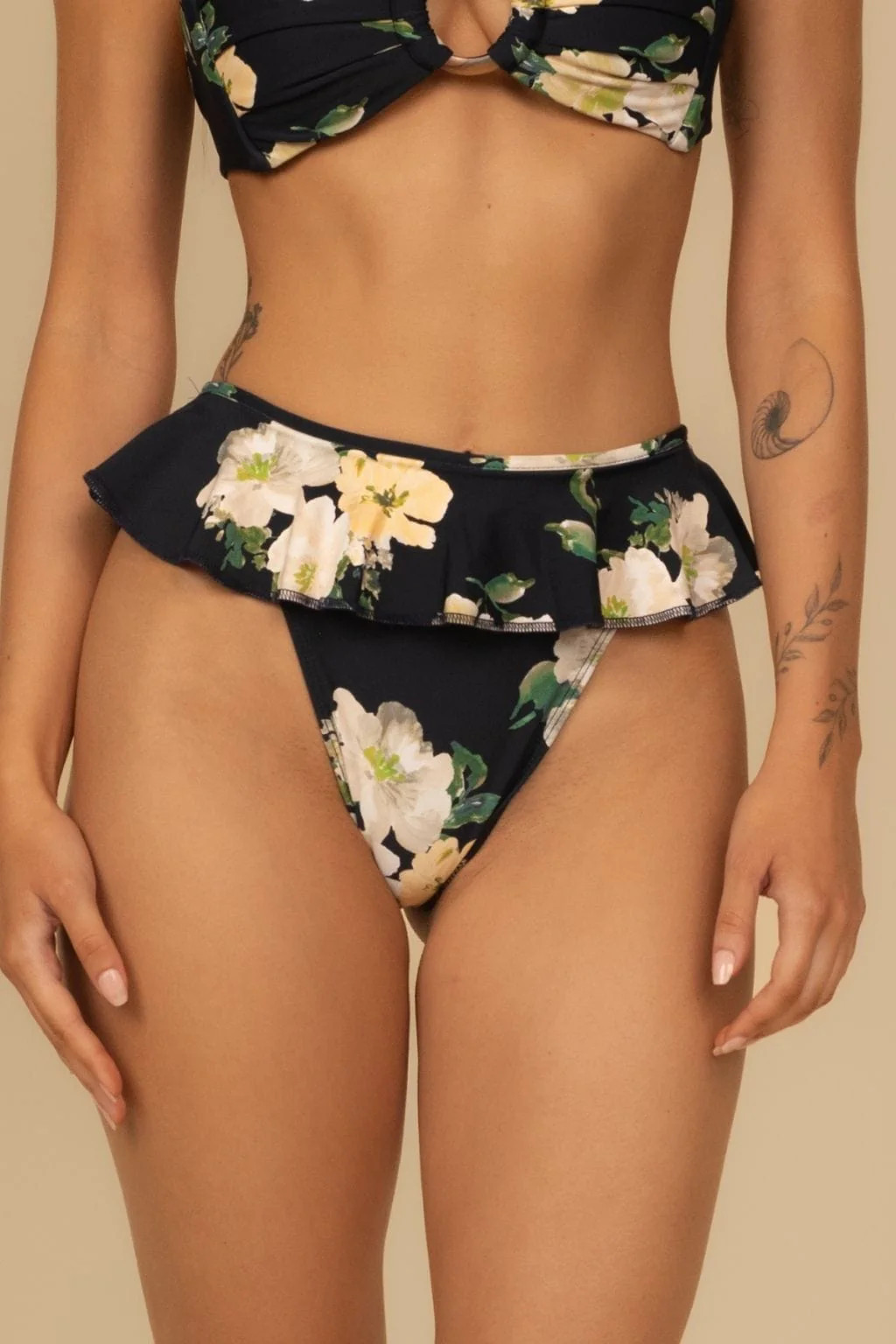 Liz Floral Tamarindo Ruffle Bikini Bottom | Montce