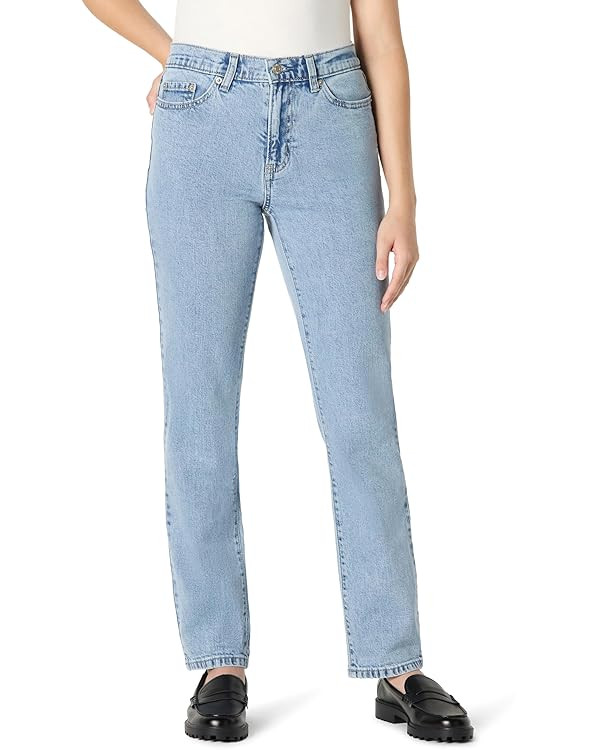 Amazon Essentials Womens Medium Insta-Stretch Slim-Fit Mid-Rise Straight Leg Size-Inclusive Jeans | Amazon (US)