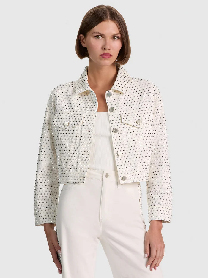 CHLOE EMBELLISHED DENIM JACKET | Alice + Olivia