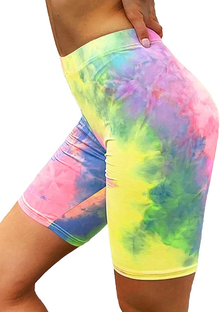 Tie Dye Yoga Shorts for Women High Waist Cozy Biker Shorts | Amazon (US)