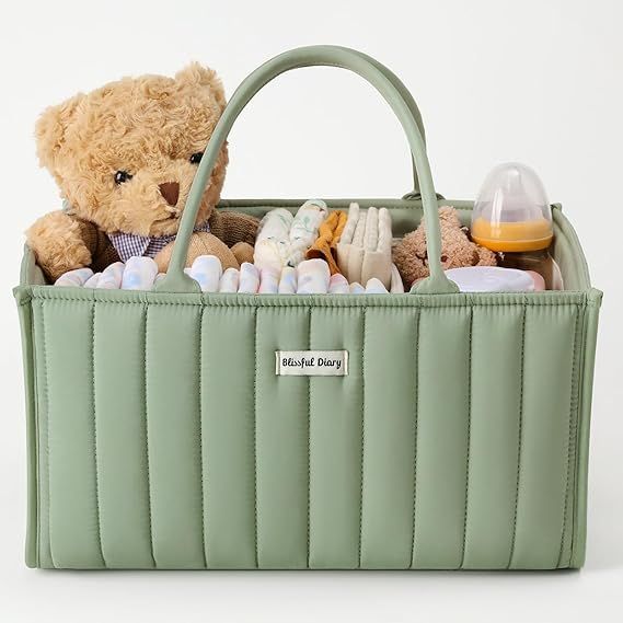 Blissful Diary Baby Diaper Caddy Organizer, Stylish Nursery Storage Basket - Gift for Baby Shower... | Amazon (US)