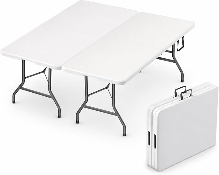 2 Pack of 6 Feet Foldable Table with Built in Handle & Steel Legs | Heavy Duty Portable | Perfect... | Amazon (US)
