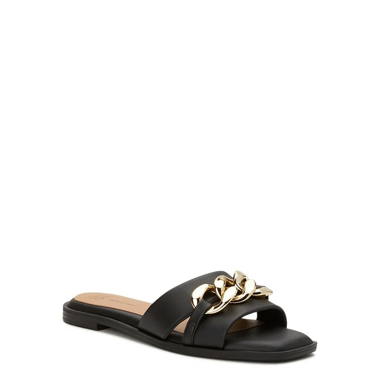 Time and Tru Women's Two Band Chain Sandals | Walmart (US)