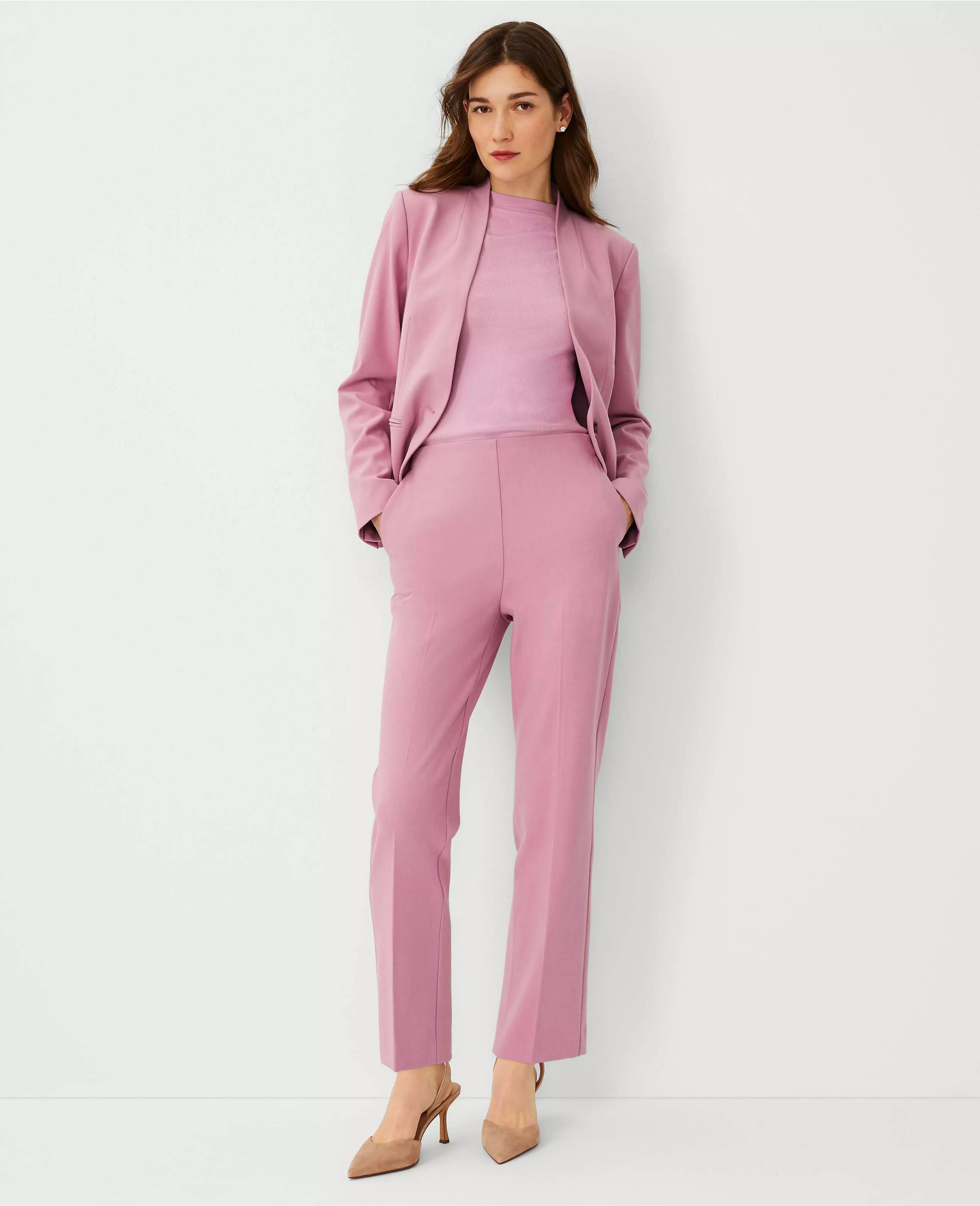 The High Rise Side Zip Ankle Pant in Bi-Stretch | Ann Taylor (US)