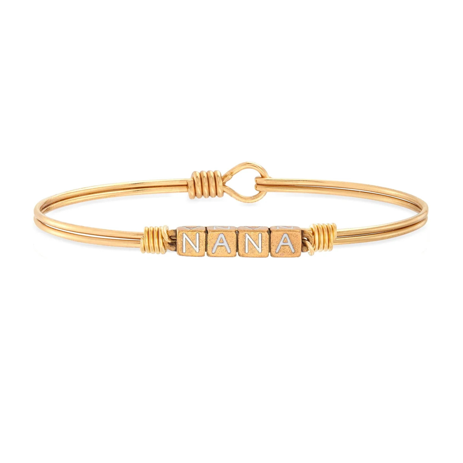 Nana Blocks Bangle Bracelet, Brass | SpearmintLOVE