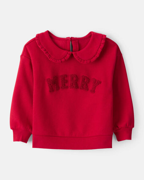 Toddler Girl DayDream Fleece Christmas Merry Long-Sleeve Pullover Sweatshirt - Red | Carter's Inc
