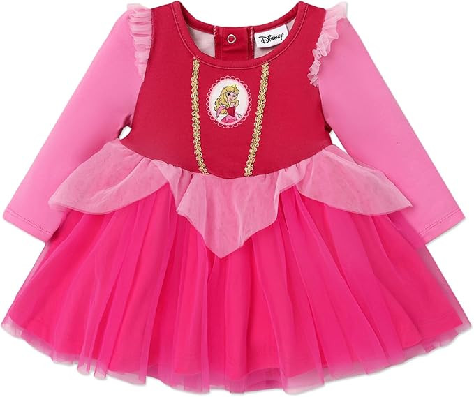 Disney Princess Baby Toddler Girl Flutter Long Sleeves Tulle Dress Birthday Party Costume | Amazon (US)
