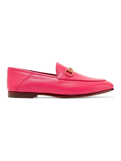 Gucci - Horsebit-detailed Leather Collapsible-heel Loafers - Fuchsia | NET-A-PORTER (UK & EU)