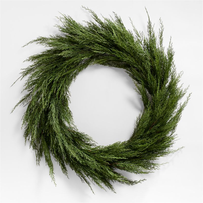 Faux Cypress Wreath 36" + Reviews | Crate & Barrel | Crate & Barrel