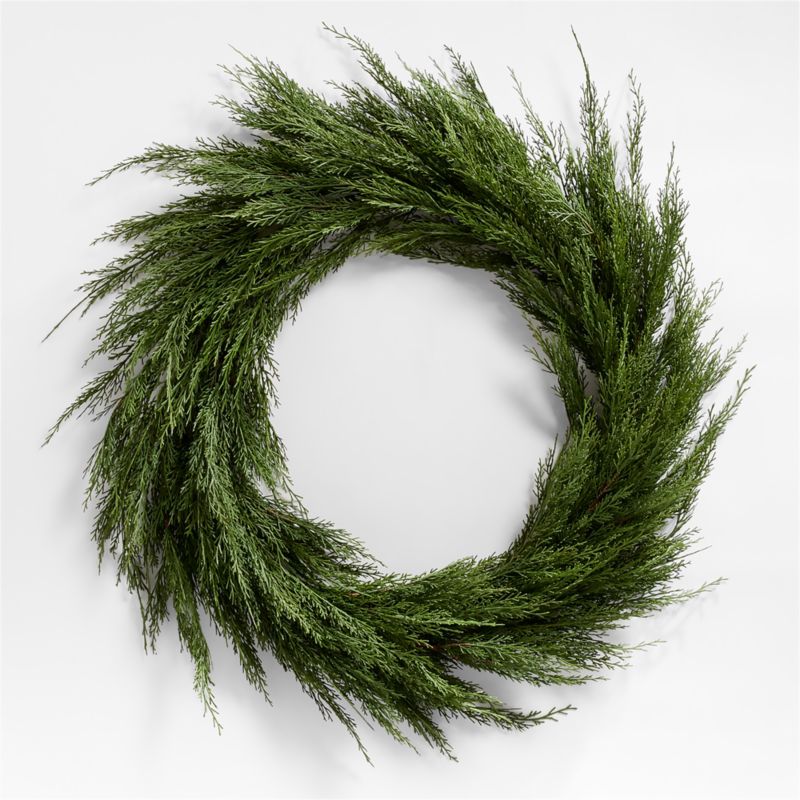 Faux Cypress Wreath 36" | Crate & Barrel | Crate & Barrel