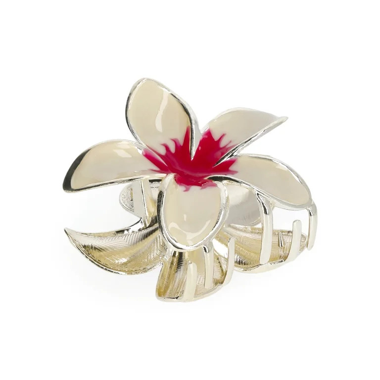 No Boundaries Pink Tropical Flower Enamel Hair Claw Clip for Women | Walmart (US)