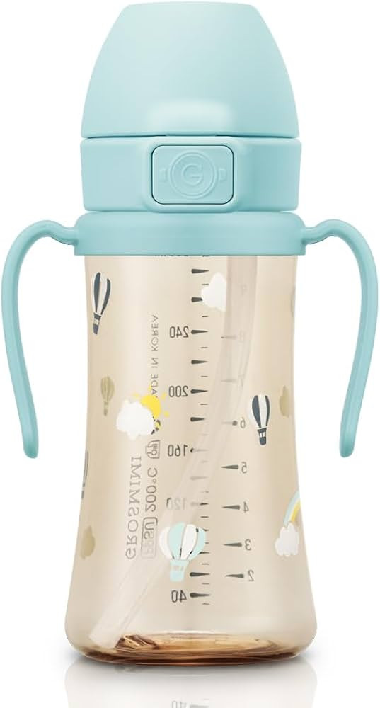 GROSMIMI Flip Top Spill Proof Sippy Cup, PPSU, BPA Free, 10 oz, Stage 2 Straw for Toddlers (Air b... | Amazon (US)