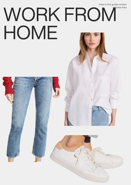 Work from home outfit, casual, classic style, white button up, agolde jeans, soludos sneakers, white sneakers, ayr button down 

#LTKstyletip #LTKxPrime #LTKworkwear