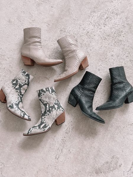 My GO TO boots for fall (hence why I have them in 3 colors!). I LOVE these boots because of how comfortable they are and they also look very high end and are made well. The Matisse snake skin ankle bootie. 

#LTKshoecrush #LTKstyletip #LTKSeasonal