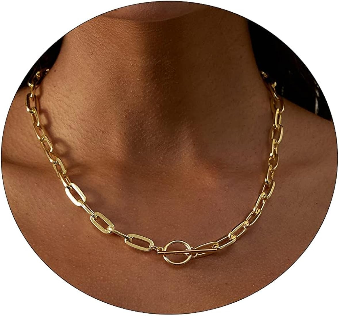 Pancert Chunky Gold Toggle Necklace 18K Gold Plated Pearl Vintage Paper Clip Link Chain Cuban Cho... | Amazon (CA)