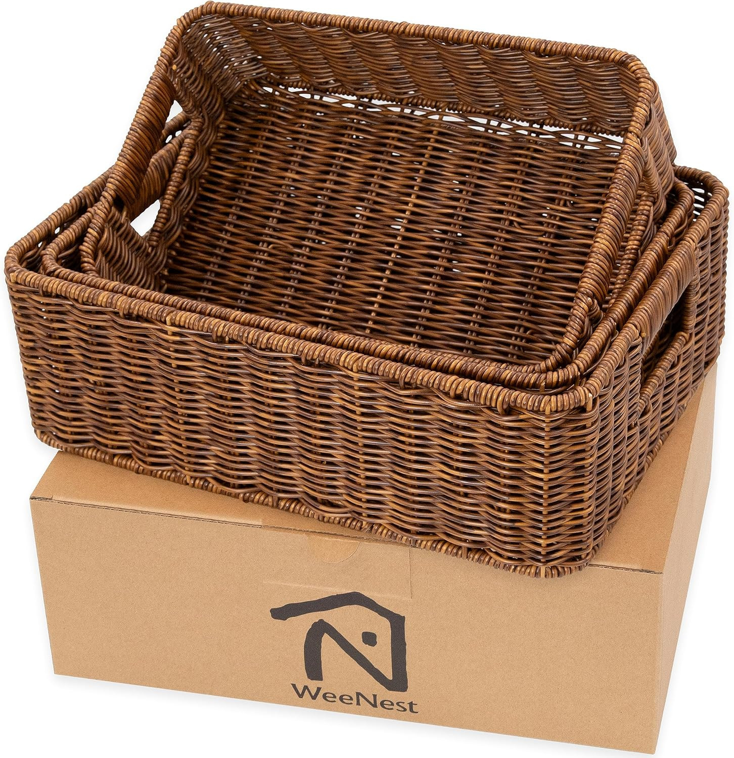 Baskets for Organizing, Undershelf Wicker Storage, Hand Woven Organizer for Closet Organization, ... | Amazon (US)