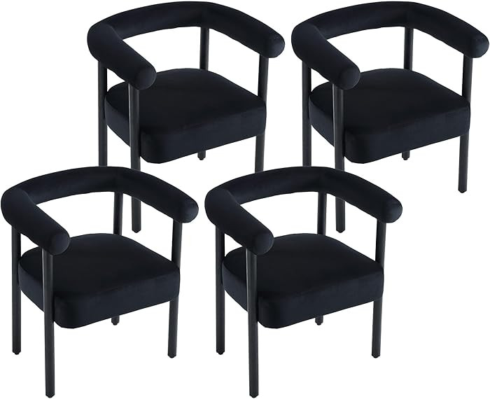 VESCASA Upholstered Dining Chairs with Black Wood Legs, Velvet Mid-Century Modern Dining Chairs w... | Amazon (US)
