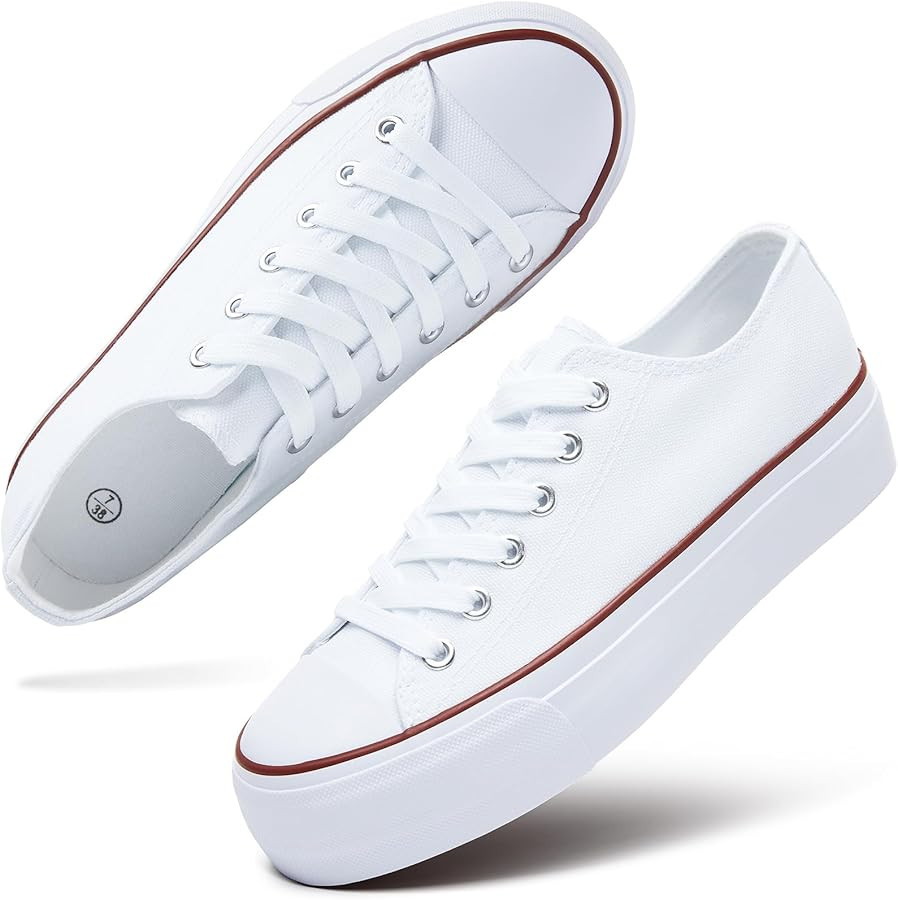 hash bubbie Womens Platform Shoes White Platform Sneakers Black Low Top Tennis Shoes Lace up Fash... | Amazon (US)