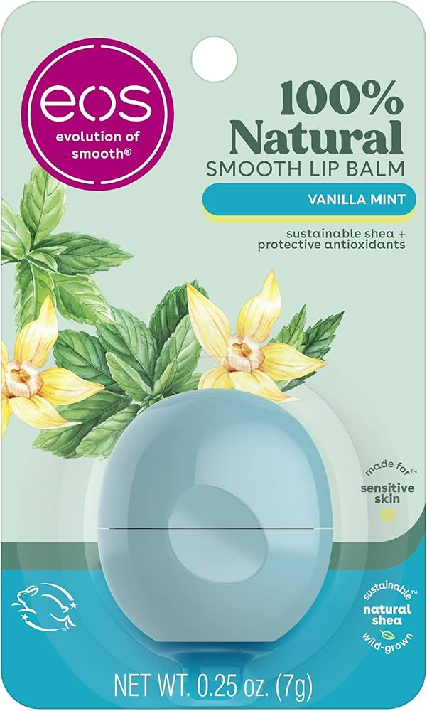 eos 100% Natural Lip Balm- Vanilla Mint, All-Day Moisture, Made for Sensitive Skin, Lip Care Prod... | Amazon (US)