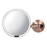 simplehuman 8" Round Wall Mount Sensor Makeup Mirror, 5x Magnification, Hard-Wired (100-240v), Rose  | Amazon (US)