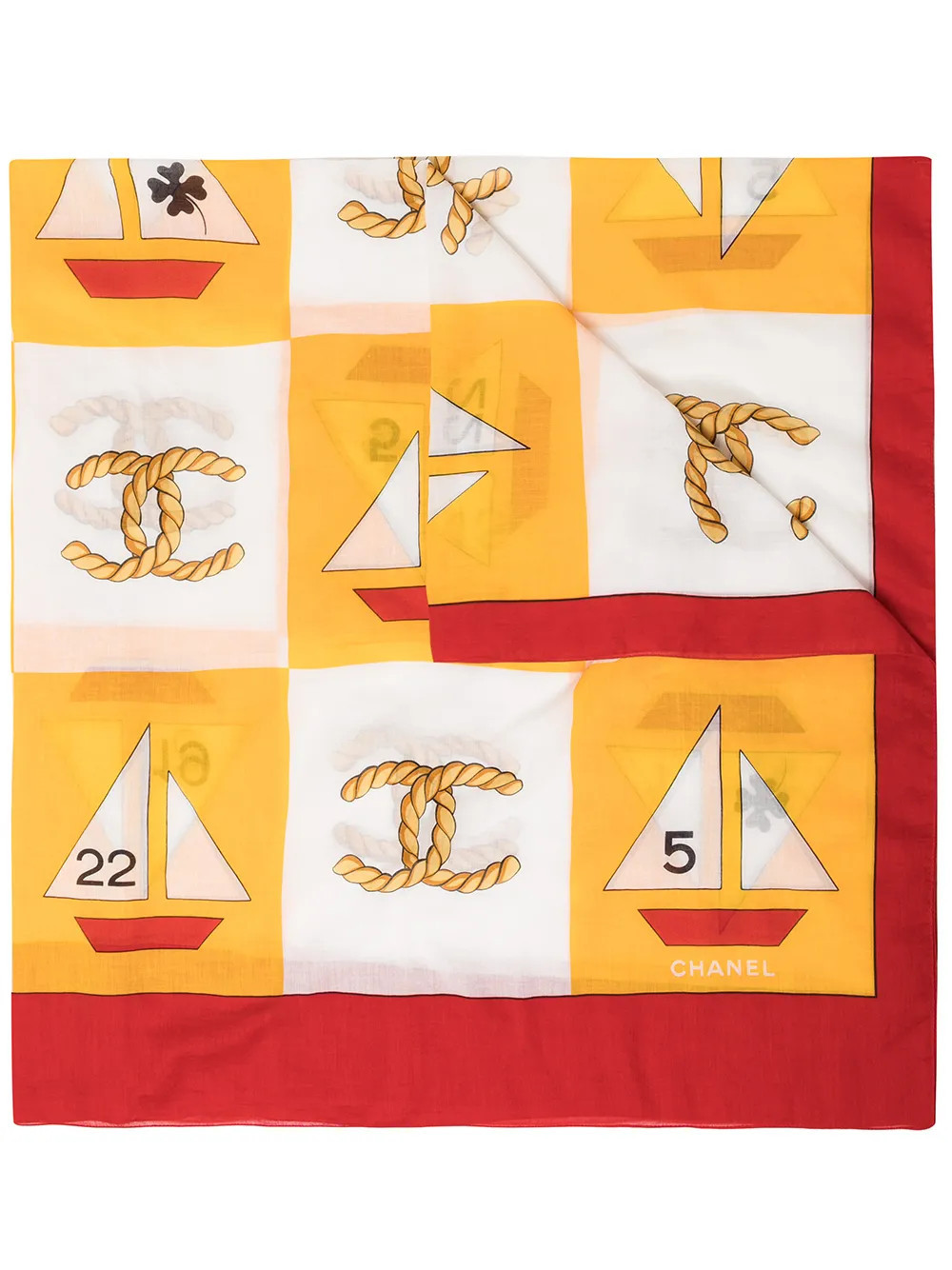 CHANEL Pre-Owned 1990s sailing-print scarf - Yellow | Farfetch Global