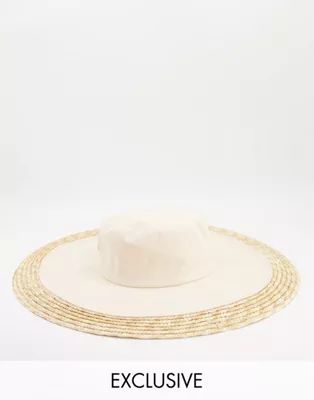 South Beach canvas and straw hat in natural | ASOS (Global)