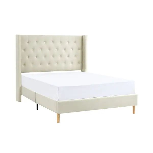 BIKAHOM Mid-Century Upholstery Platform Bed, Velvet/Fabric Upholstered with Tufted Button Tall Wi... | Bed Bath & Beyond