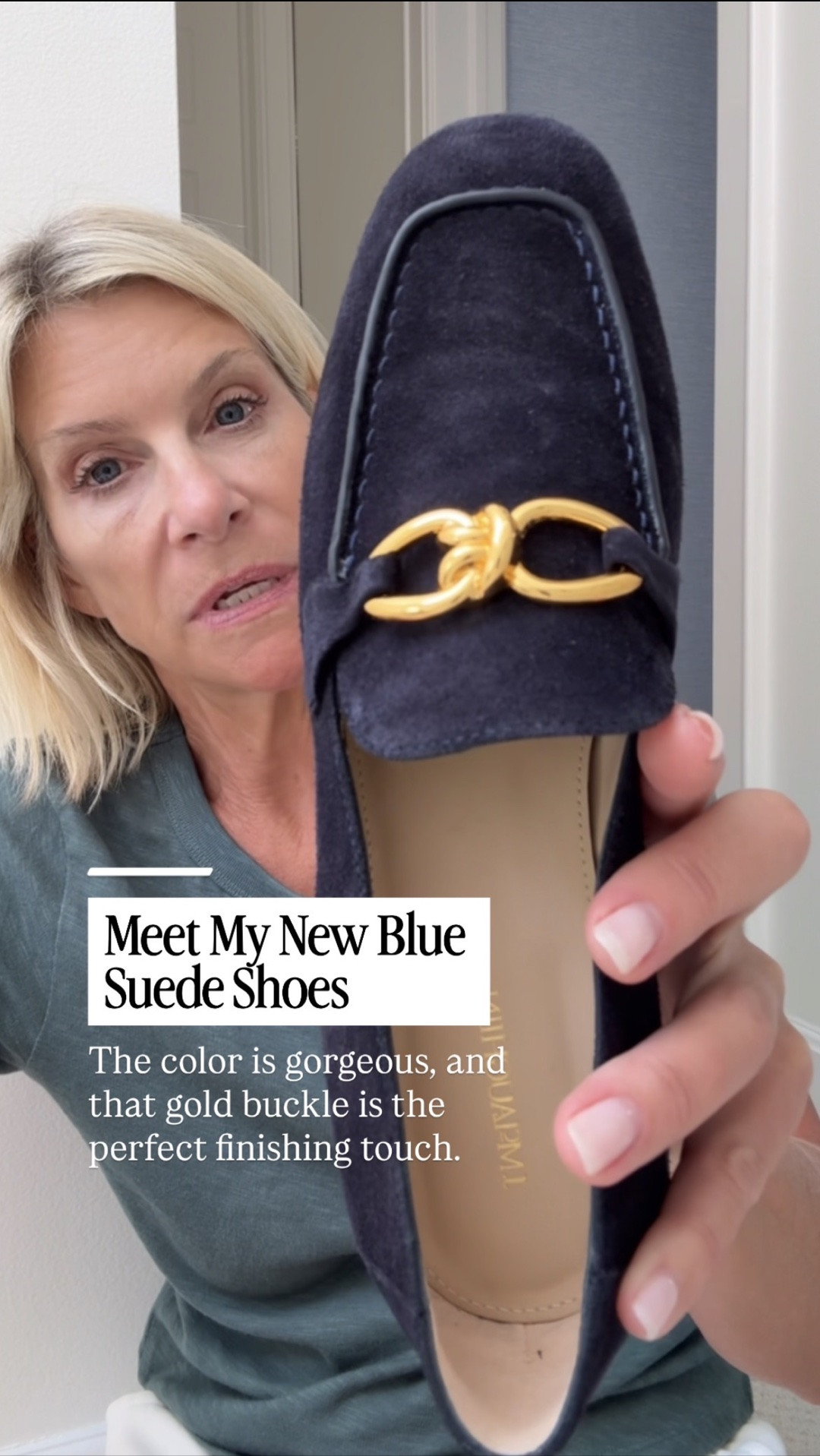 Blue suede shoes with the prettiest gold buckle! I love a little heel with jeans—it gives you just enough height to keep longer jeans from dragging while still feeling easy for daytime.

👩‍💻 LTK PRO TIPS
❤️ Heart = Support my posts ;-)
🔖 Save = Get sale & restock alerts for the things you love!
📋 Lists = Keep favorites organized (List ideas: Christmas, Birthdays, and Vacations!)
📲 Share = Send lists and products to a friend (or your daughters like me).
💬 Comment = Ask me anything, and I’ll answer. ;-)

#LTKootd #LTKSeasonal #LTKOver40