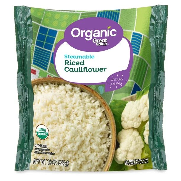 Great Value Organic Steamable Riced Cauliflower, 10 oz (Frozen) | Walmart (US)