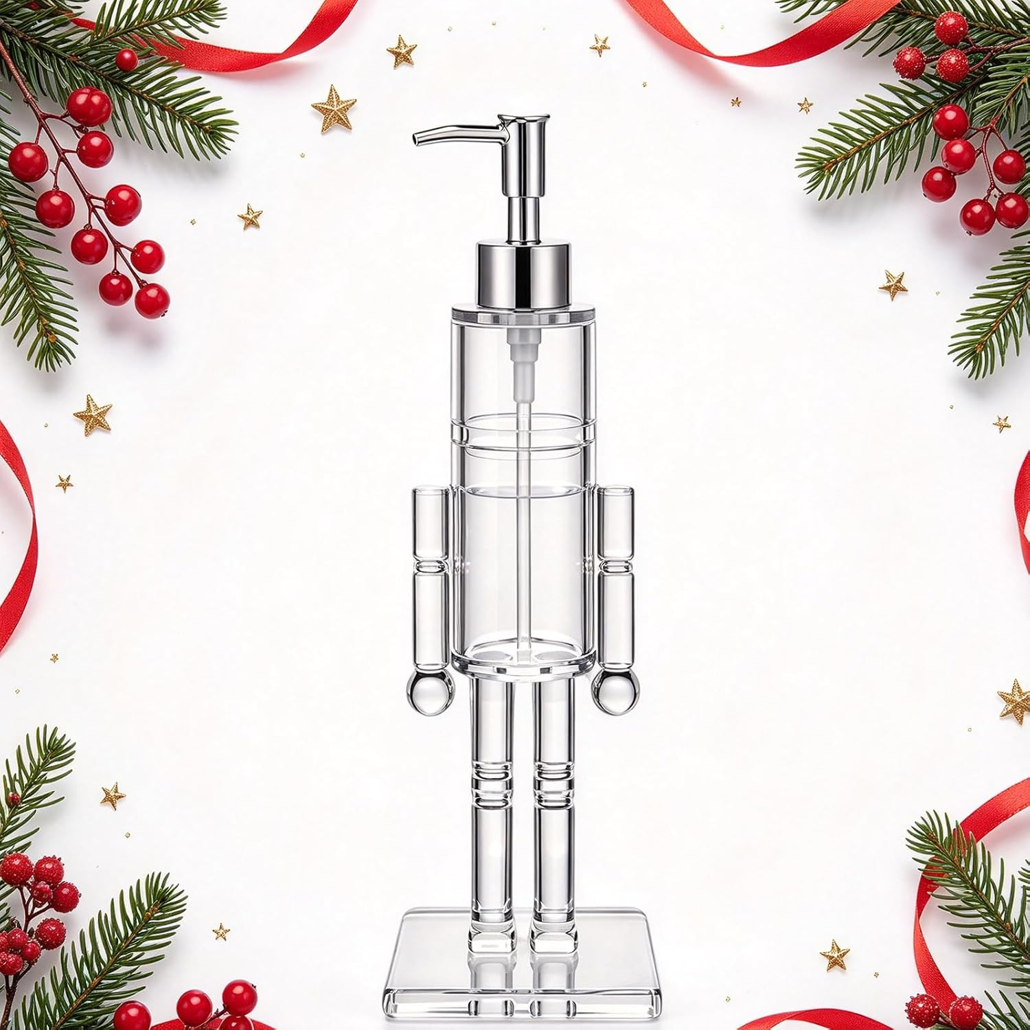 Nutcracker Soap Dispenser Clear, Acrylic Christmas Soap Dispenser，1pcs | Amazon (US)