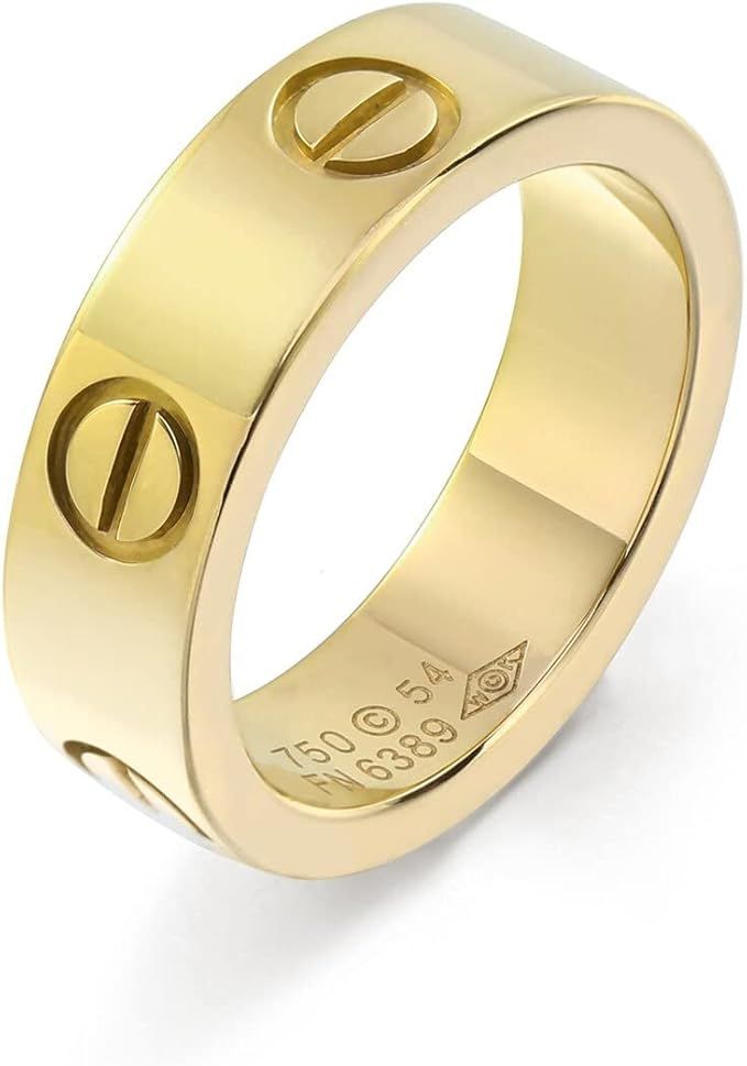Love Rings 18k Men Women Wedding Jewelry With Screw Design Unisex Ring Birthday Gift for Girl | Amazon (US)