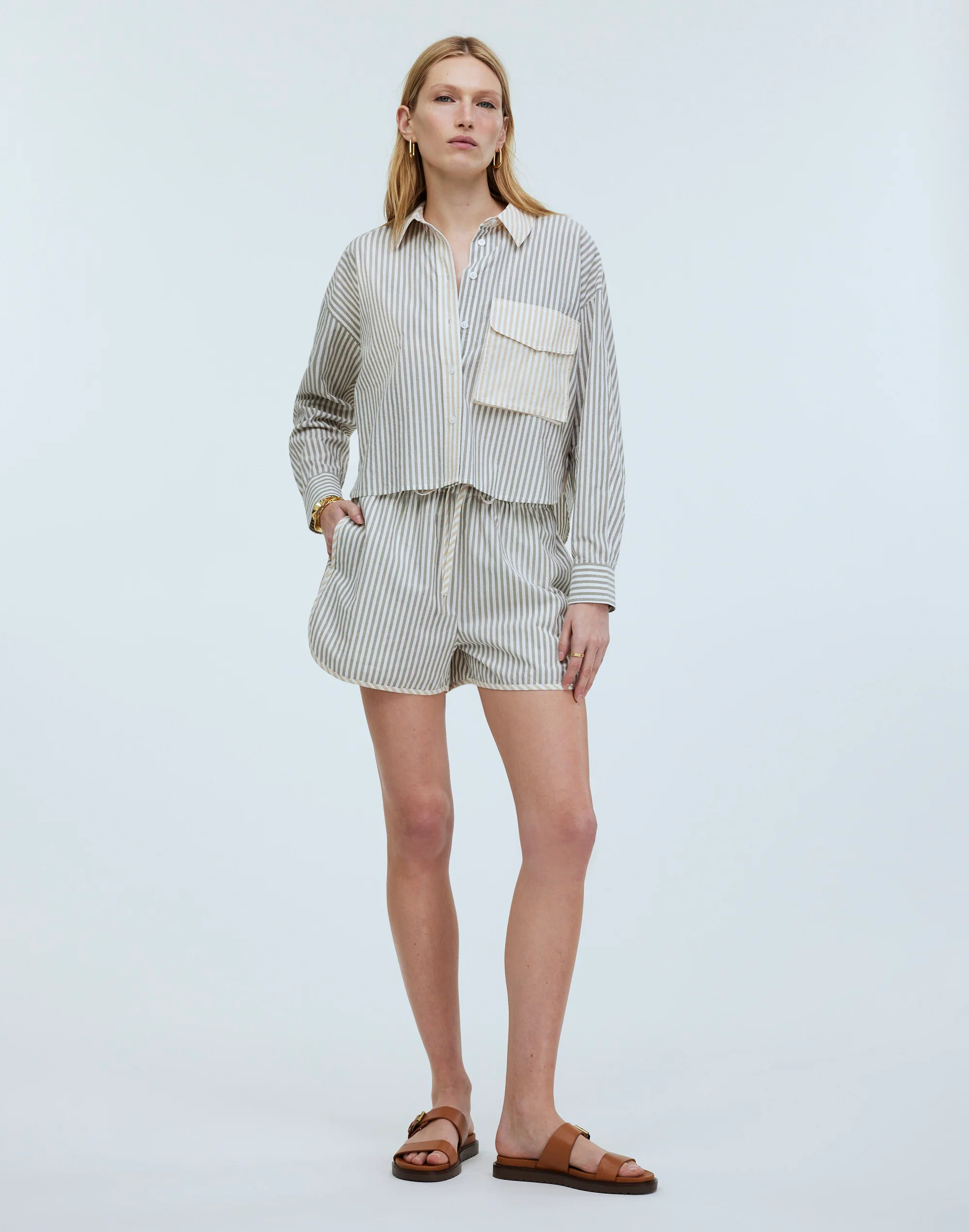 Crinkle Cotton Dolphin-Hem Shorts | Madewell