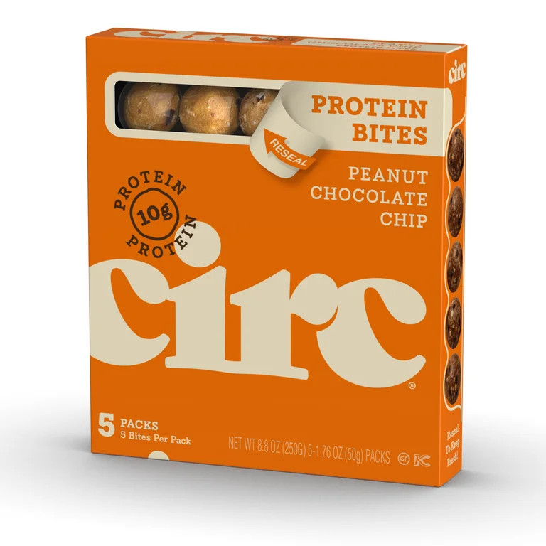 Circ Peanut Chocolate Chip Protein Bites, Gluten-Free Protein Balls 5 Pack | Walmart (US)