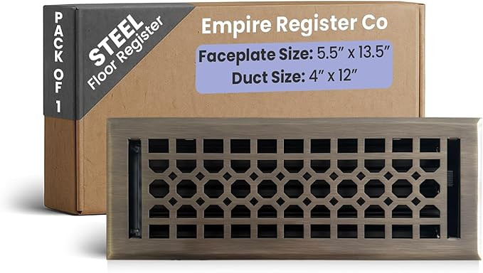 Empire Register Co, Vent Cover - 4x12 inch, Honeycomb Design, Antique Brass Finish, Heavy Duty Fl... | Amazon (US)