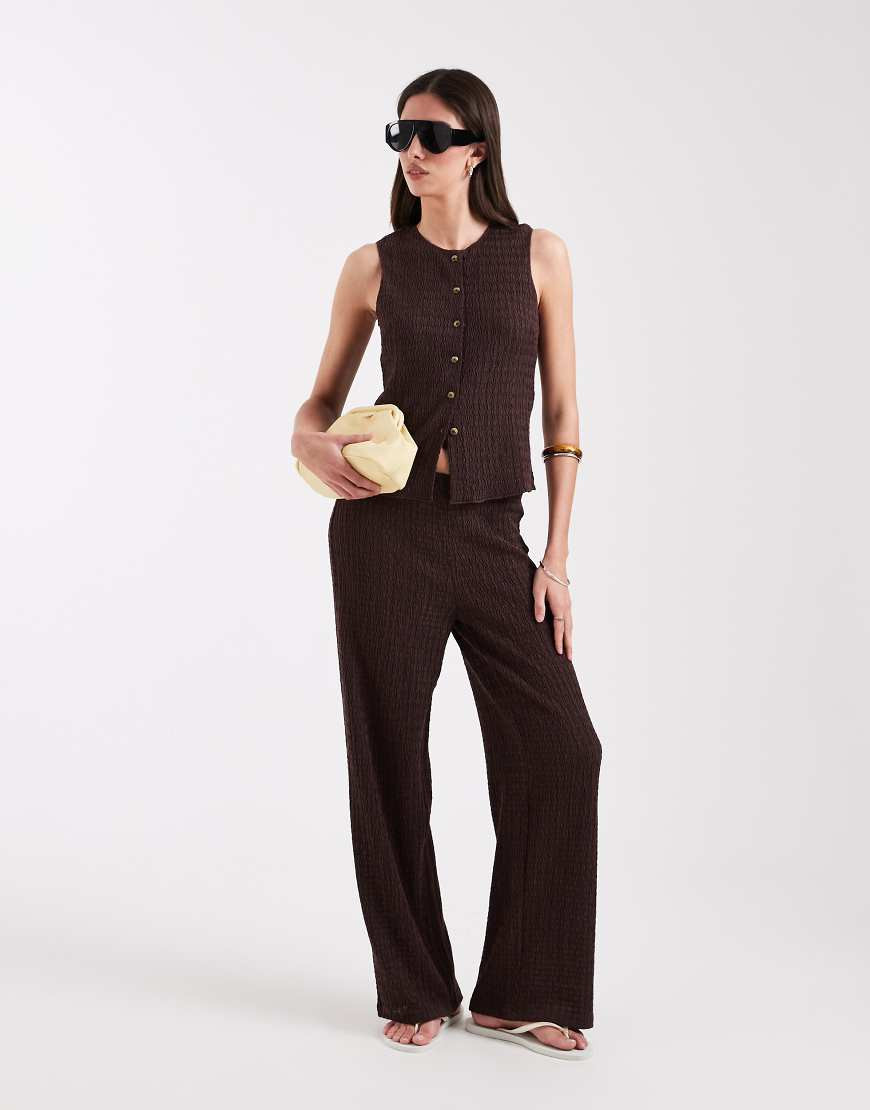 ONLY seersucker pants in brown - part of a set | ASOS (Global)