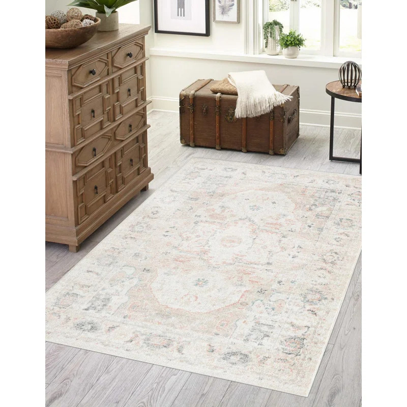Hagood Oriental Area Rug in Ivory/Gray/Pink | Wayfair North America
