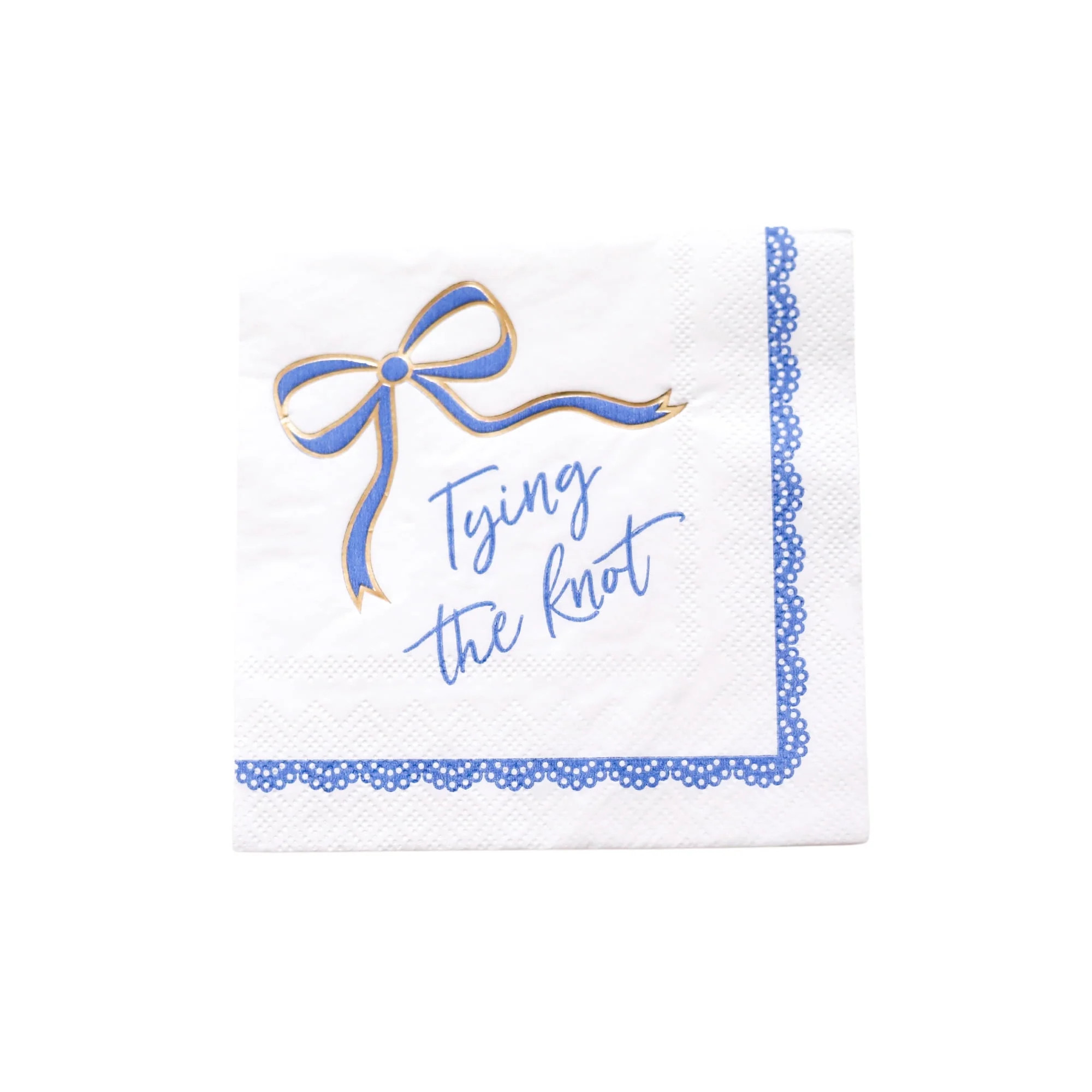 Bonjour F\u00eate Blue Bow Tying the Knot Cocktail Paper Napkins, Disposable Party Supplies, 20 C... | Walmart (US)