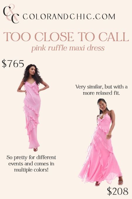 Two very similar pink maxi dresses with ruffle detailing! I love these for birthday, events and more

#LTKparties #LTKstyletip