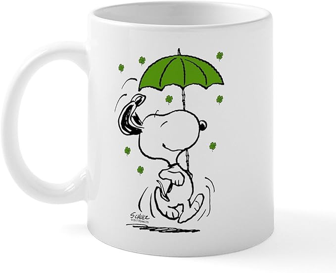 CafePress Snoopy Raining Clovers 11 oz (325 ml) Ceramic Coffee Mug | Amazon (US)
