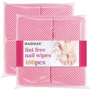 400PCS Lint Free Nail Wipes - MAQIHAN Pink Nail Polish Remover Wipes Lint Free Nail Wipes Pads fo... | Amazon (US)