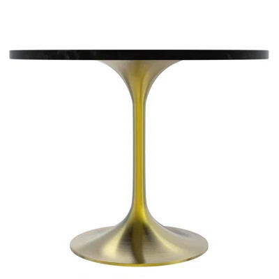 Heatherton 36" Round Dining Table with MDF Top and Gold Stainless Steel Pedestal Base Kitchen Table Seats 2-4 Person | Wayfair North America
