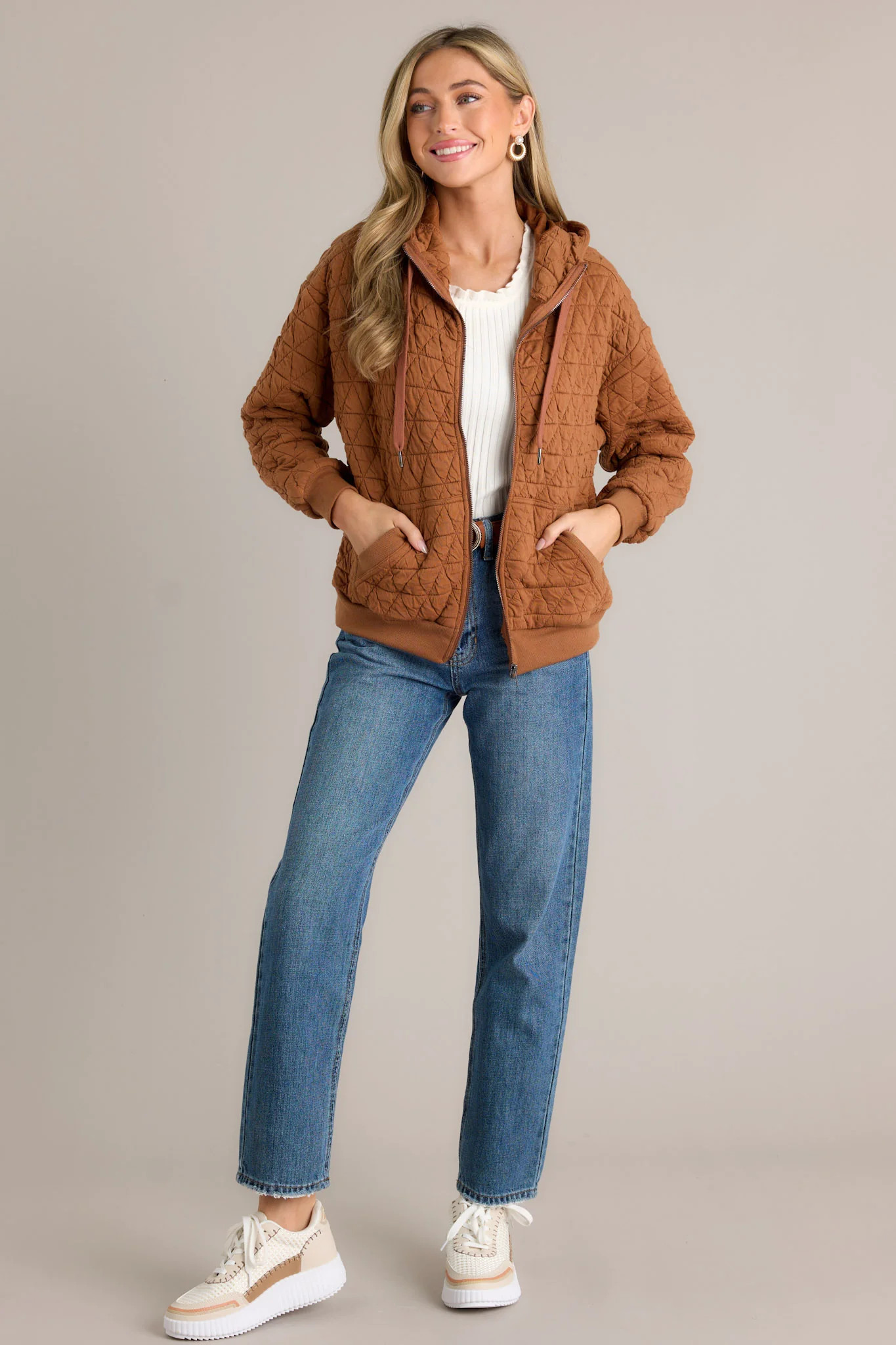 Stormy Skies Copper Quilted Jacket | Red Dress