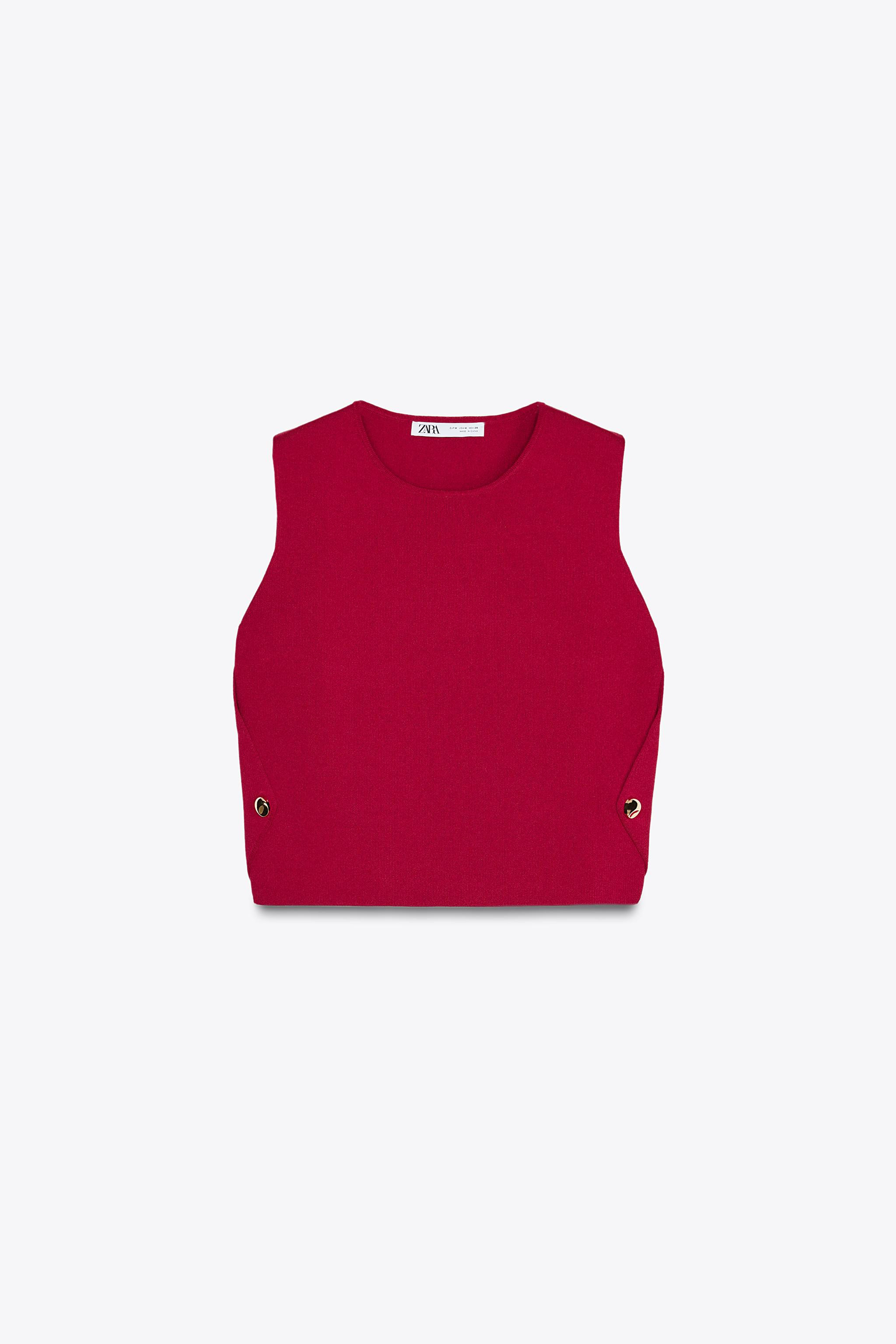 SIDE BUTTON KNIT VEST TOP | Zara US