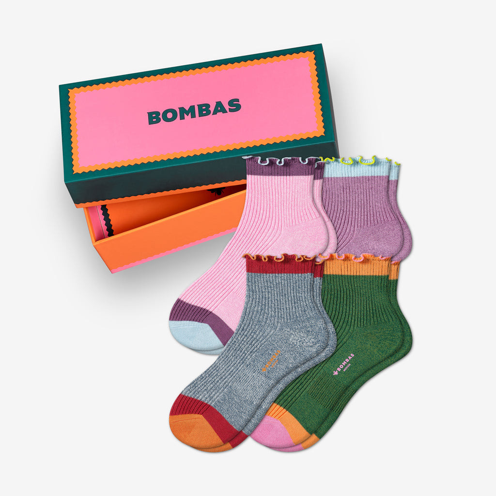 Women's Lightweight Frilly Sock 4-Pack Gift Box | Bombas