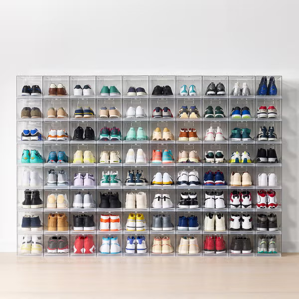 Everything Organizer Drop-Front Shoe Box Wall | The Container Store