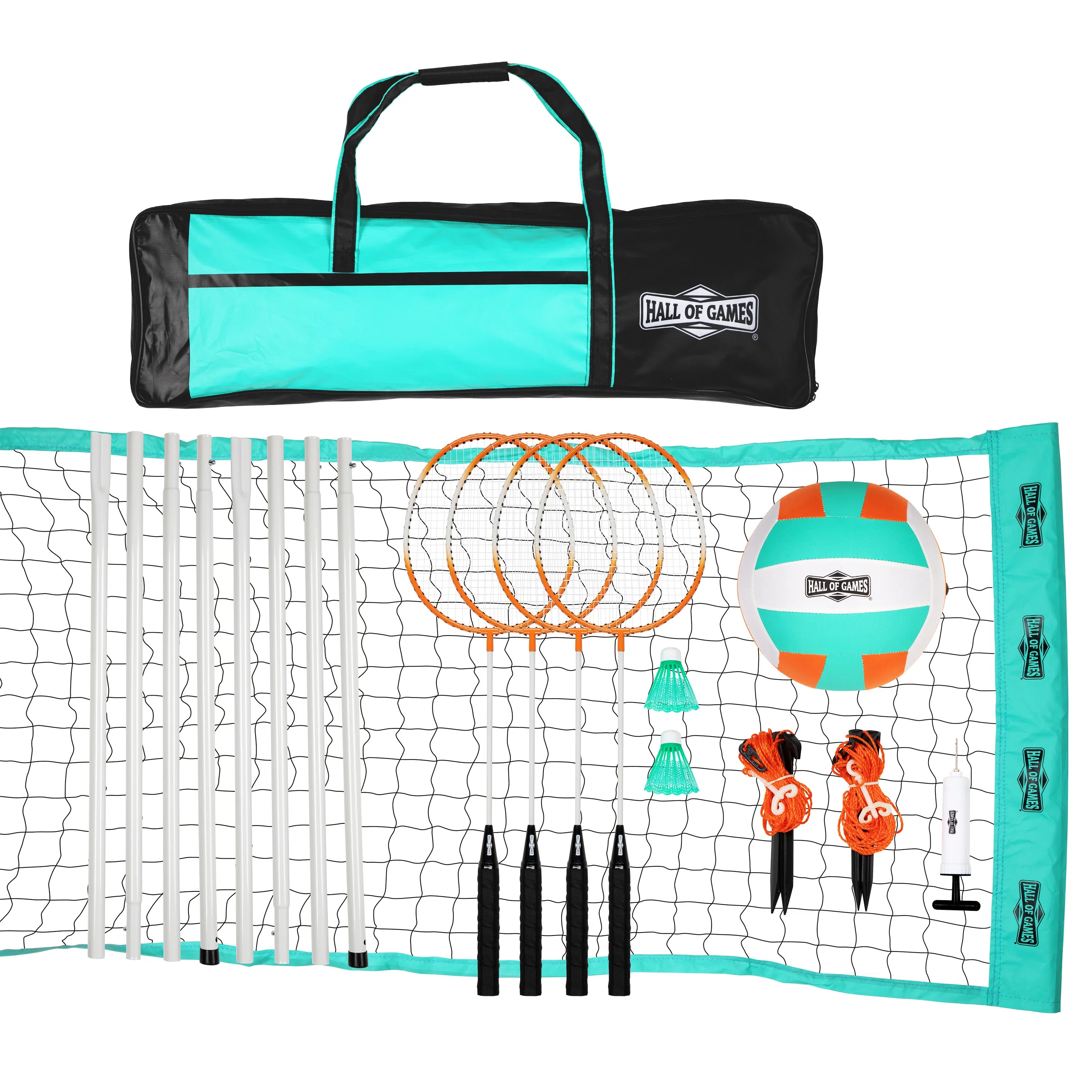 Hall of Games 20-ft Outdoor Volleyball and Badminton Net with Carrying Bag Accessories Set & Revi... | Wayfair North America