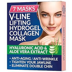 7 Piece V Line Shaping Face Masks – Double Chin Reducer - Lifting Hydrogel Collagen Mask with A... | Amazon (US)