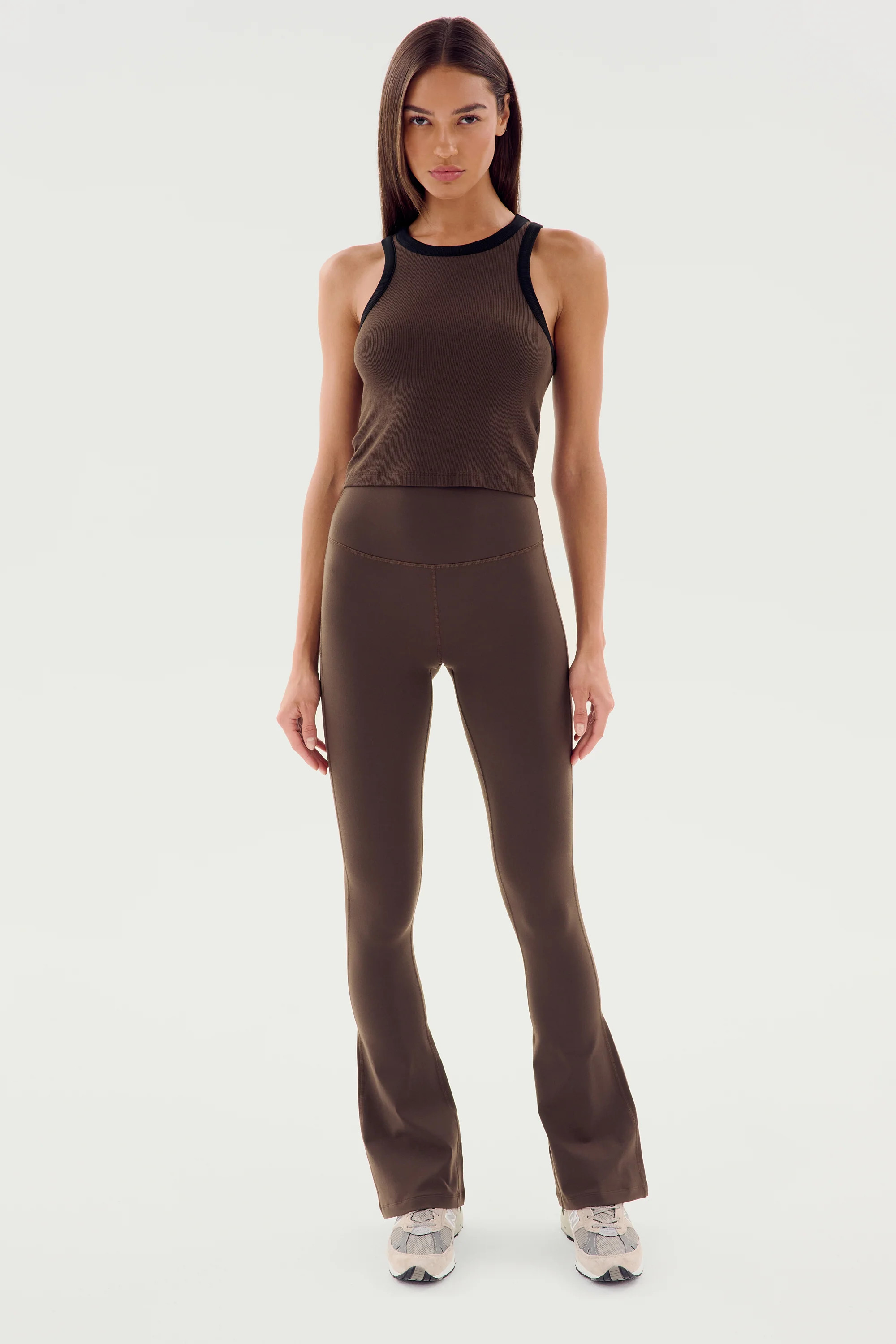 Raquel High Waist Flared Legging - Dark Chocolate | SPLITS59 | Splits59.com